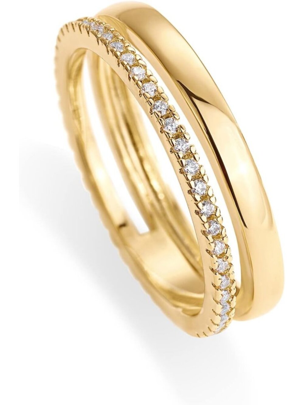 18K Gold Plated Cubic Zirconia Stacking Rings for Women | Elegant Eternity Band